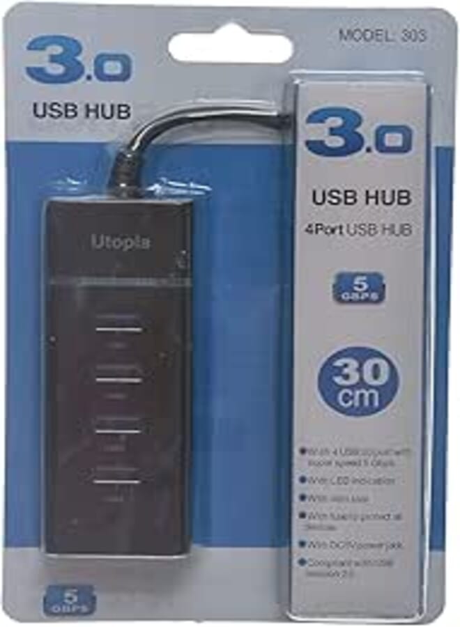 Utopia usb 3.0 hub utb 4 ports, black blue